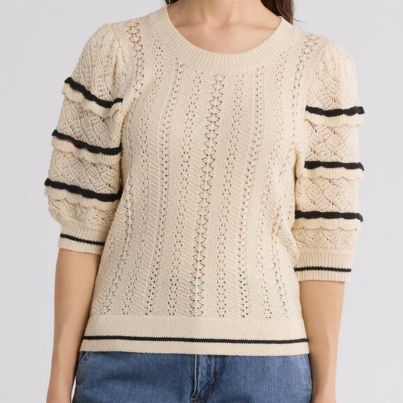NWT Pointelle Scalloped Sweater - Picture 1 of 5